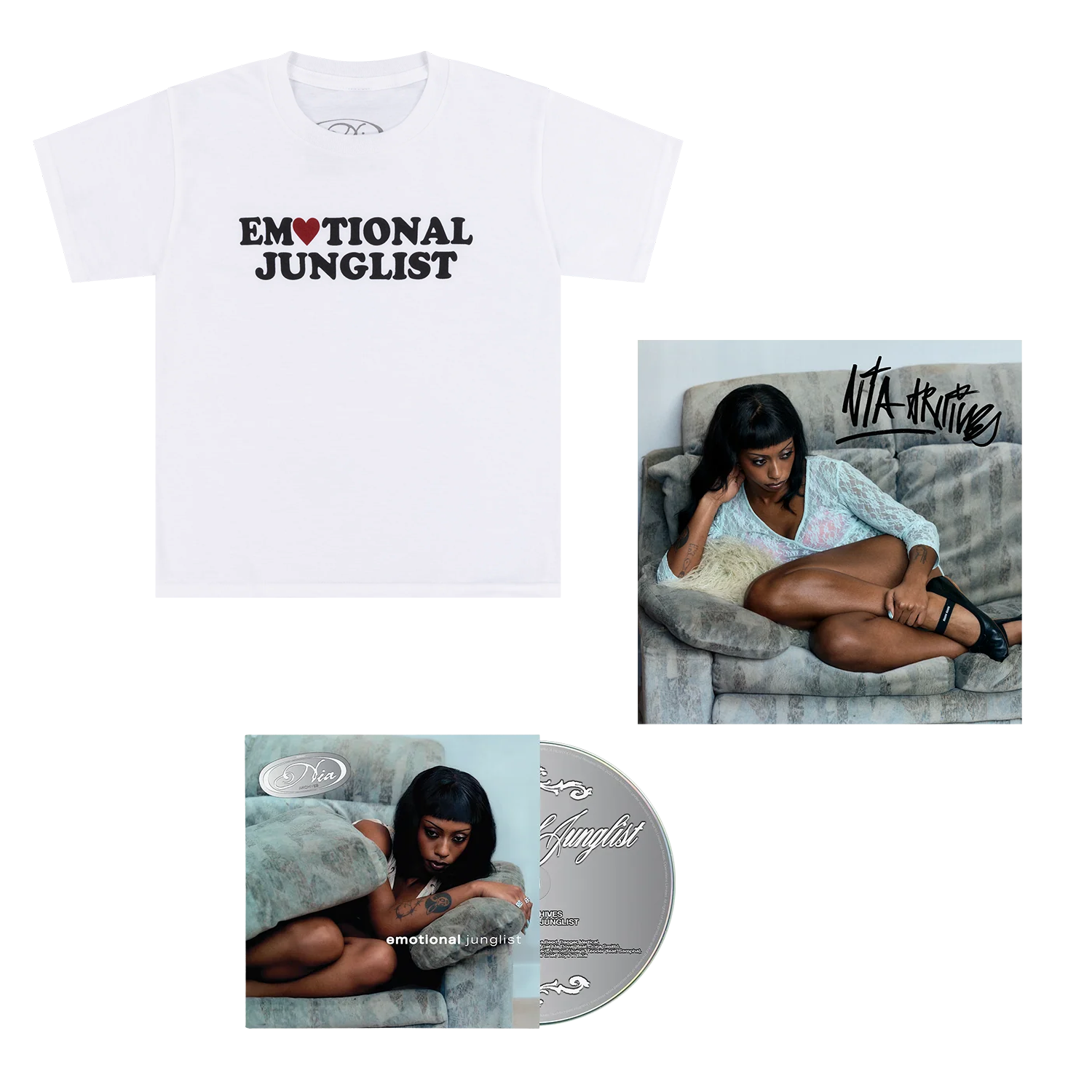 White Baby Tee, CD, Signed Art Card