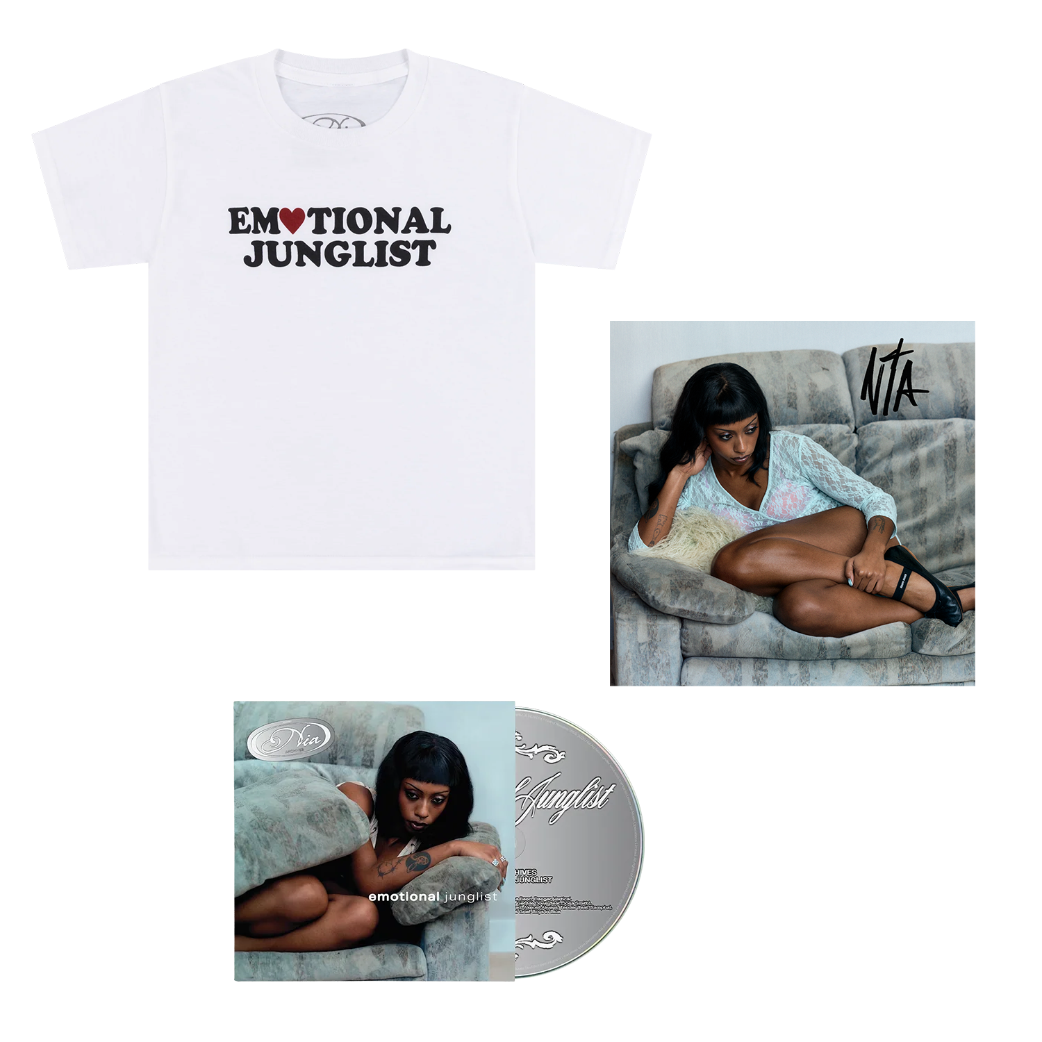 White Baby Tee, CD, Signed Art Card
